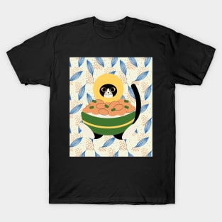 Cat in natto bowl T-Shirt